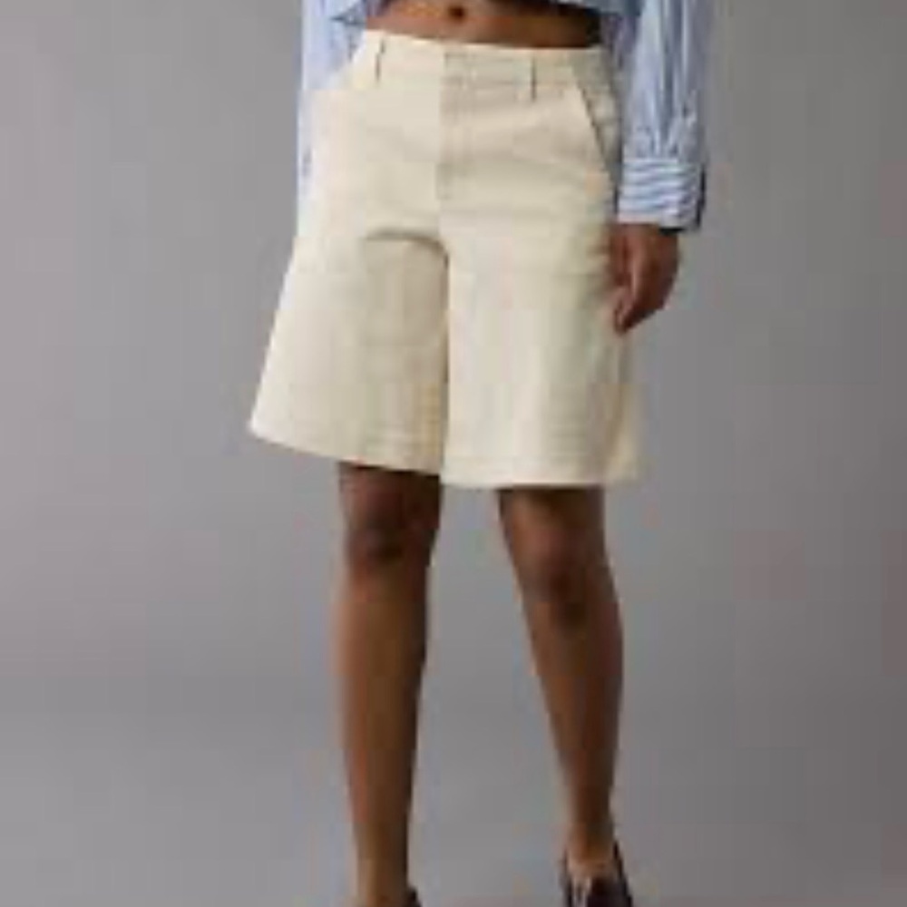 American Eagle Outfitters Cream Tailored Bermuda Shorts